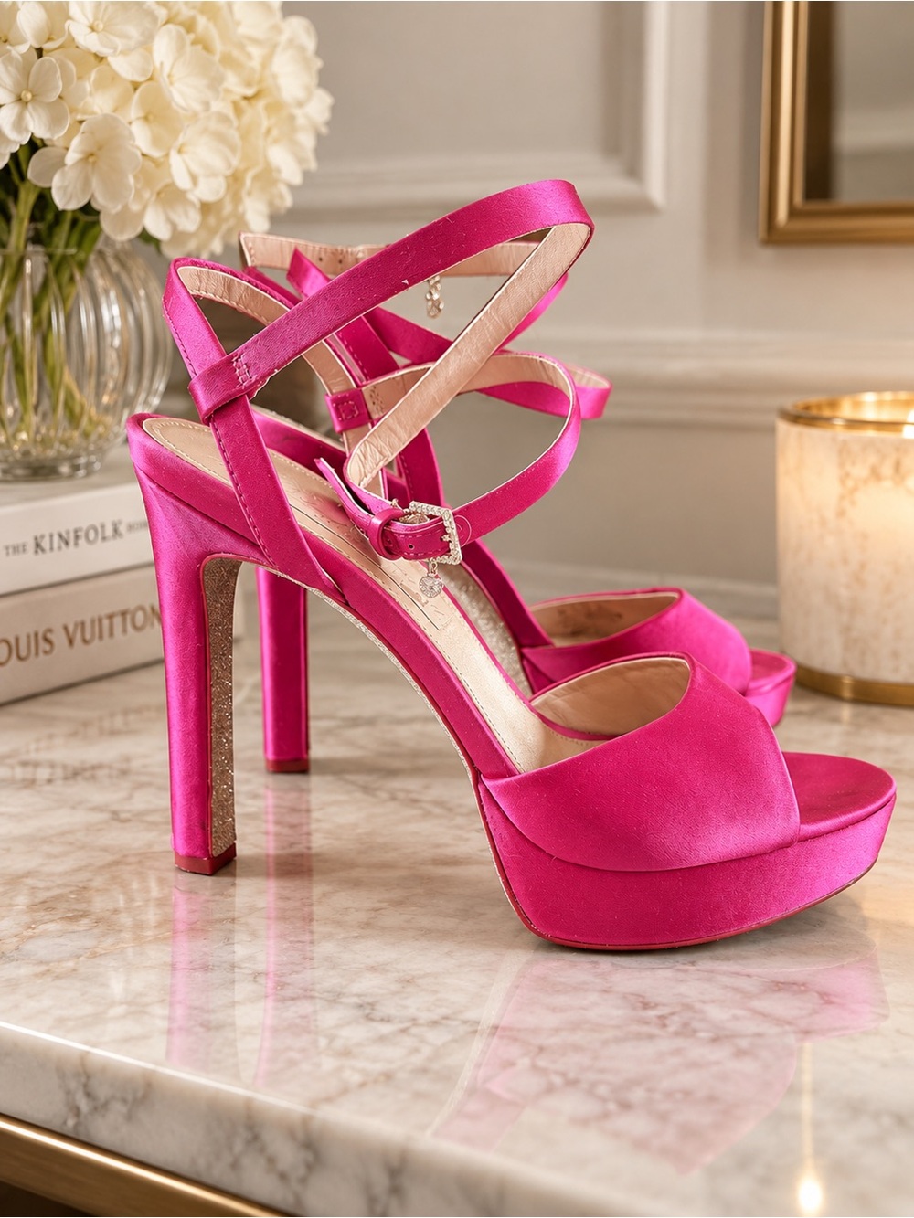 Pnina Fornai Hot Pink Strappy Platform High Heels